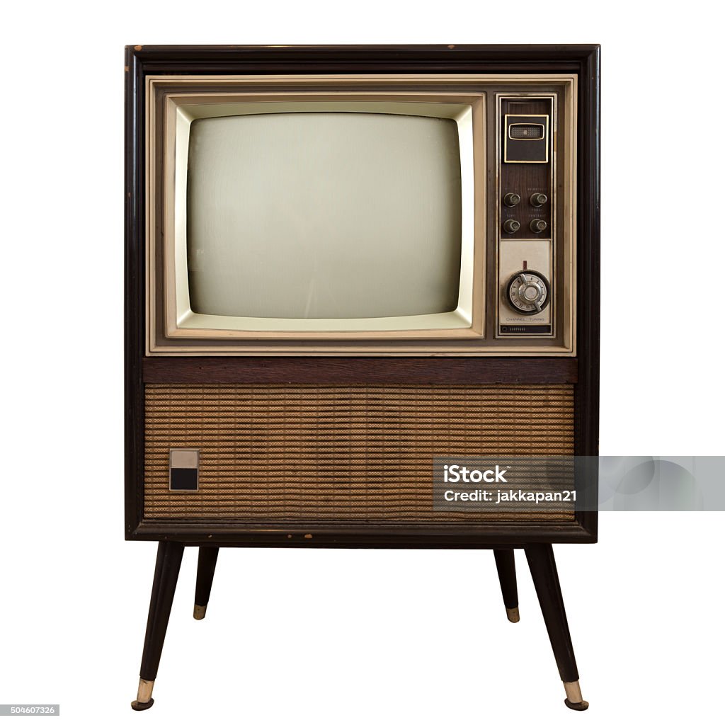 Vintage television Vintage television - old TV isolate on white ,retro technology Television Set Stock Photo