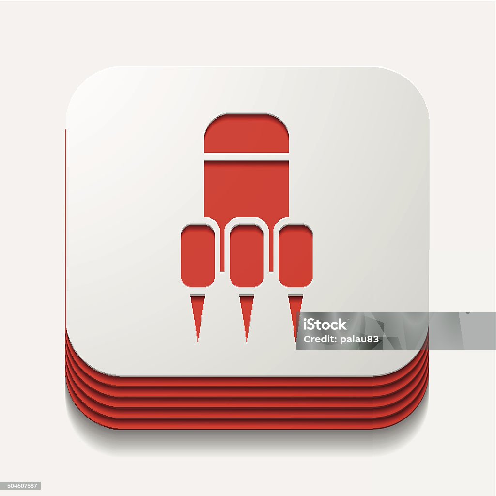 Rocket Button Square Square Button Rocket Stock Illustration - Download Image Now - Computer ...
