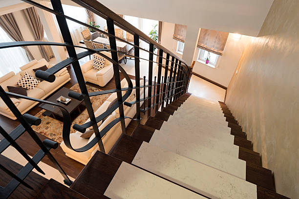 istock Stairs in modern luxury apartment 504608146