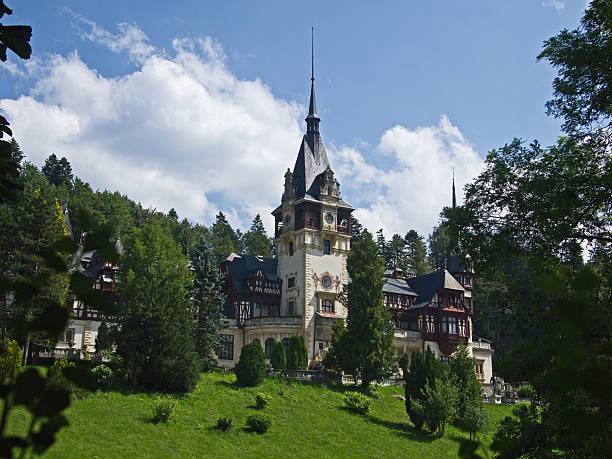 istock Peles Castle,Romanian, side view from the garden 504613076