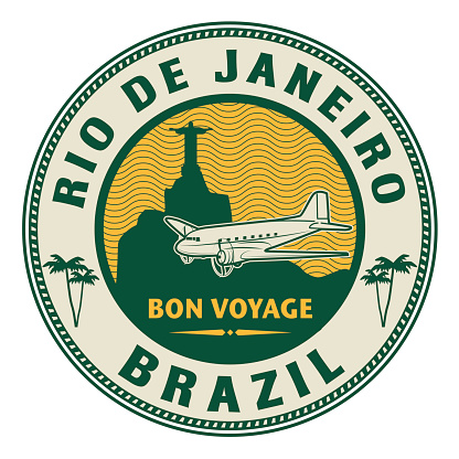 Air mail or travel stamp, Rio de Janeiro, Brazil theme, vector illustration
