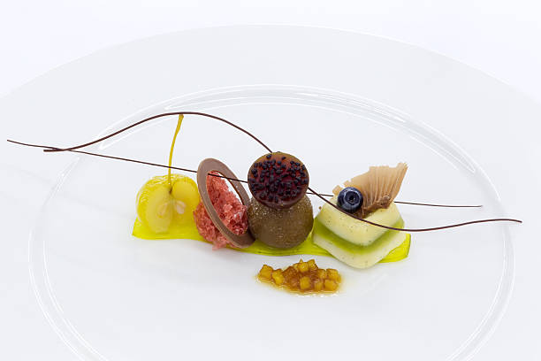 istock Gourmet dish on a white plate. Food background. 504616600