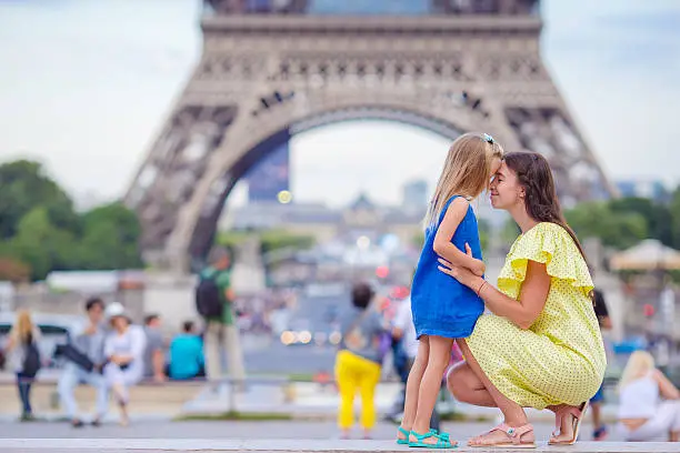 Photo of Happy mother and little adorable girl traveling in Paris