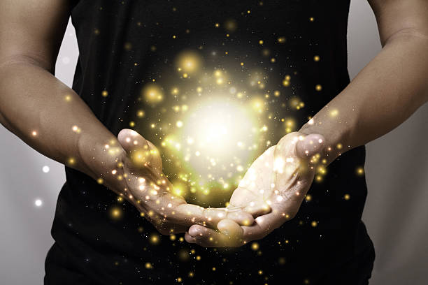 istock Abstract Golden glitter with hand 504617732