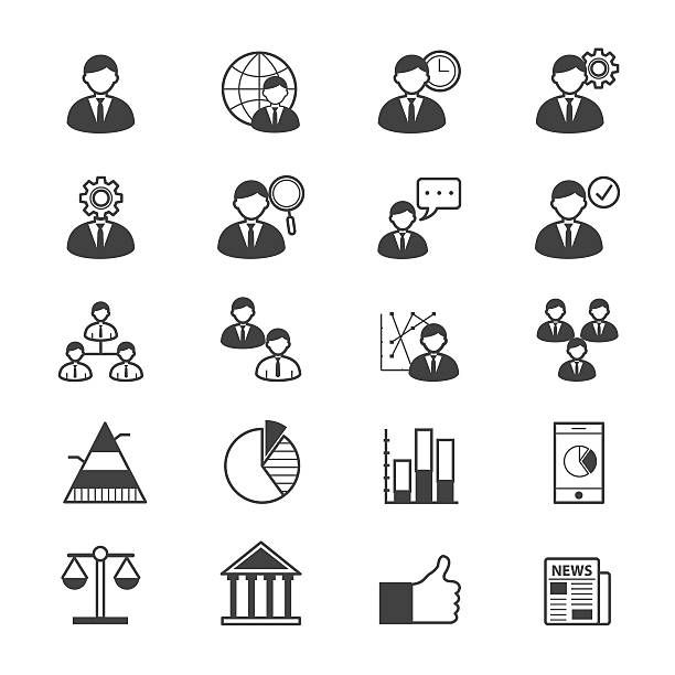 Management Icons Line This is icons set vector illustrations. computer computer icon friendship sign stock illustrations