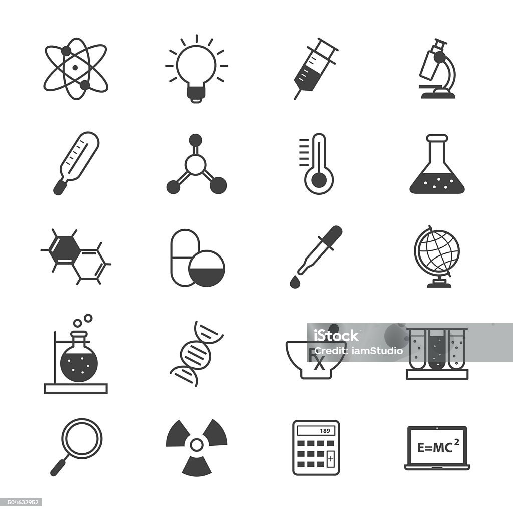 Science and Medical Icons Line This is icons line vector illustrations. Atom stock vector