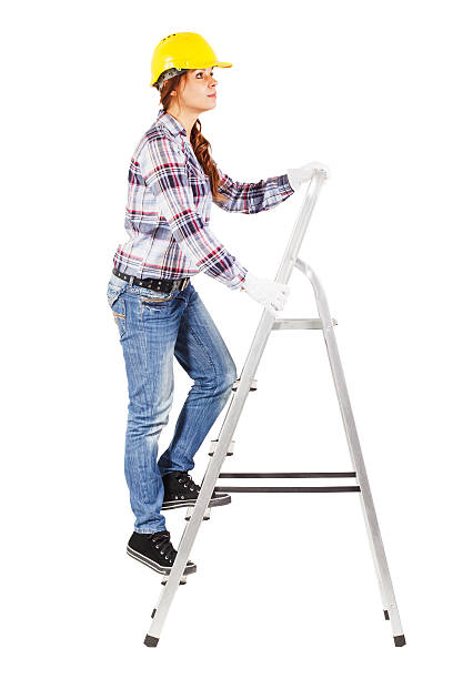 istock Young worker stands on the building stairs 504633622