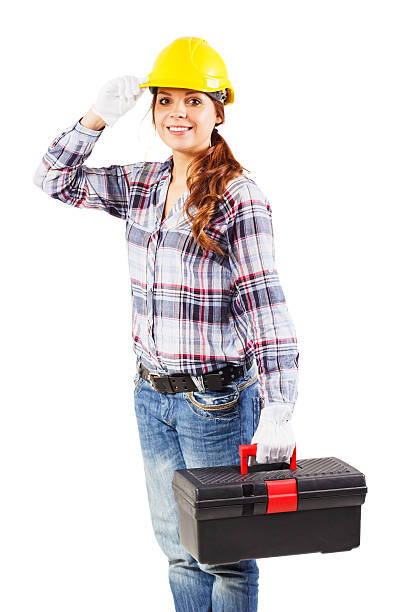 istock Young smiling worker in a construction helmet 504633818