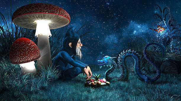istock Gnome and little dragon 504635106