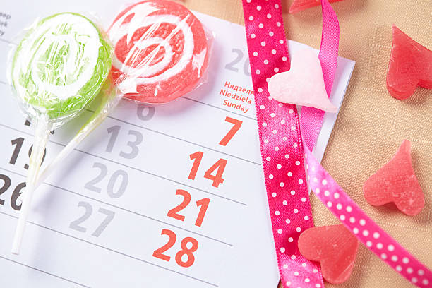 istock candy on a stick for Valentine's day on calendar 504636252