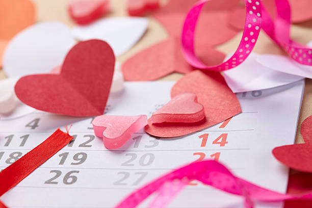 istock hearts on Valentine's Day on the calendar 504639402