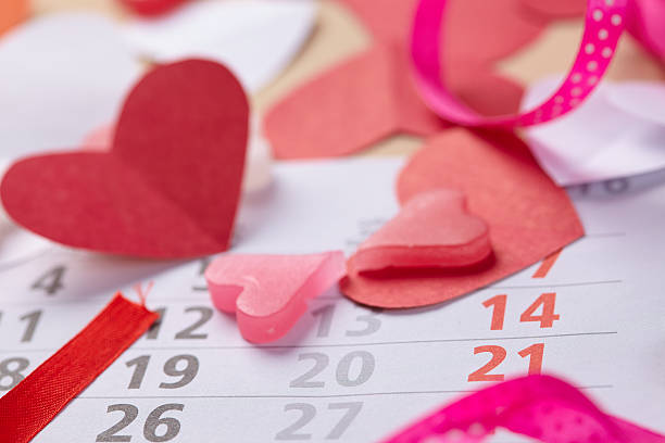 istock hearts on Valentine's Day on the calendar 504639668