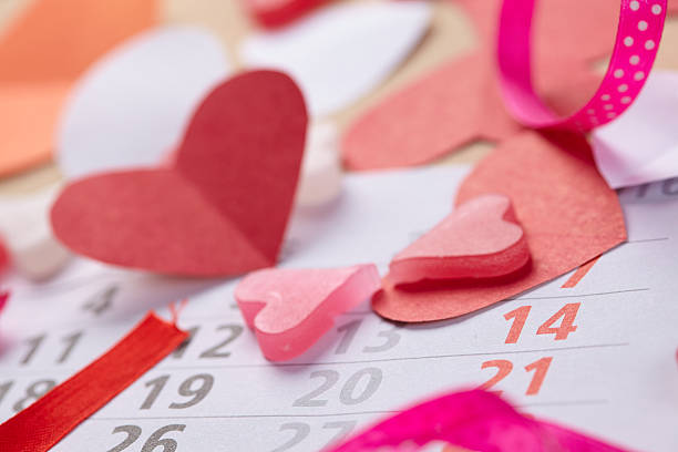 istock hearts on Valentine's Day on the calendar 504639714
