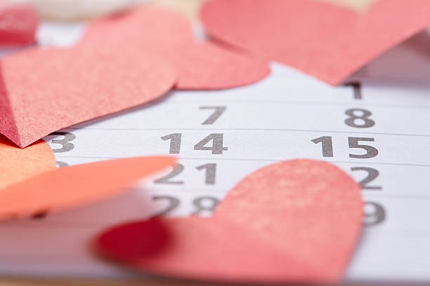 istock hearts on Valentine's Day on the calendar 504640208