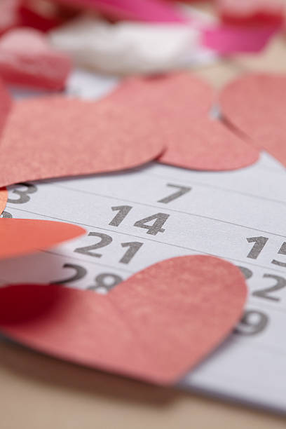 istock hearts on Valentine's Day on the calendar 504640348