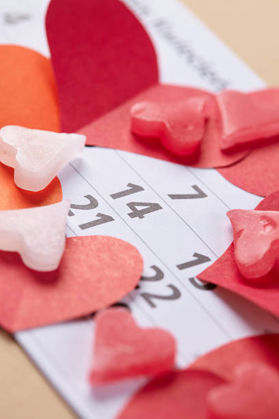 istock hearts on Valentine's Day on the calendar 504640724