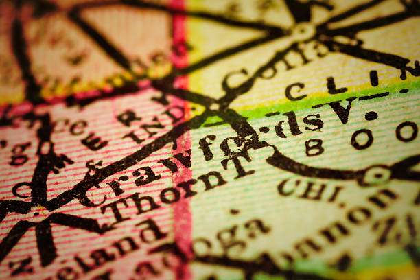 istock Crawfordsville, Indiana on an Antique map 504640904