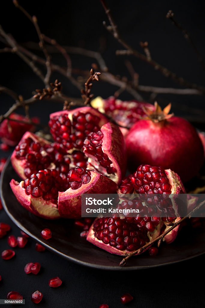 Pomegranate Juicy Ripe Pomegranate Fruit Antioxidant Stock Photo