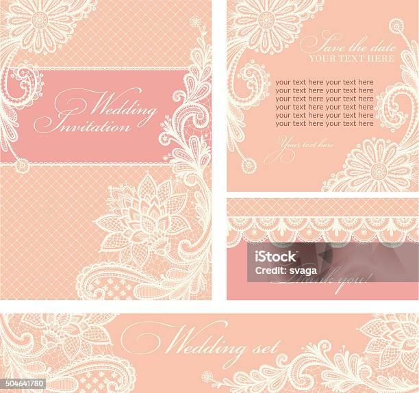 Wedding Invitation With Lace Flowers Stock Illustration - Download Image Now - Lace - Textile, Lace - Fastener, Border - Frame