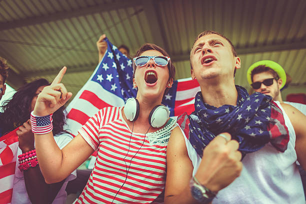 istock Group of Usa supporters 504643200