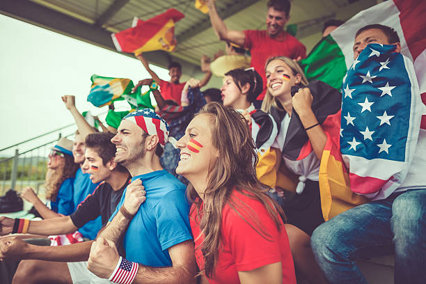 istock Group of multiracial nations supporters together 504644940