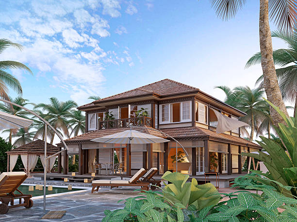 istock Large luxury villa on oceanic islands. 504646162