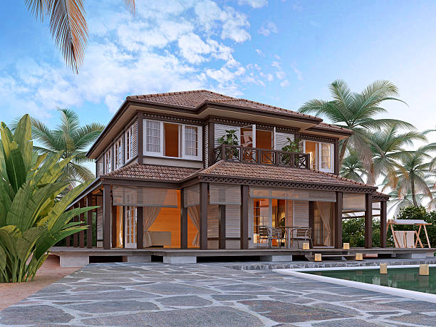 istock Large luxury villa on oceanic islands. 504646250