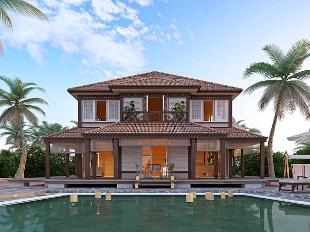 istock Large luxury villa on oceanic islands. 504646328