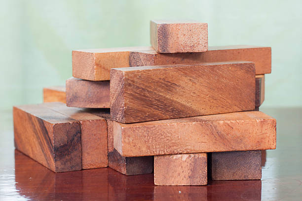 istock Wood block tower game for children. 504647068