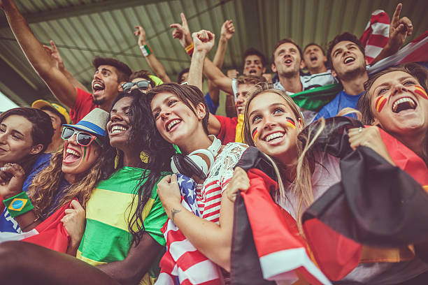 istock Group of multiracial nations supporters together 504647278