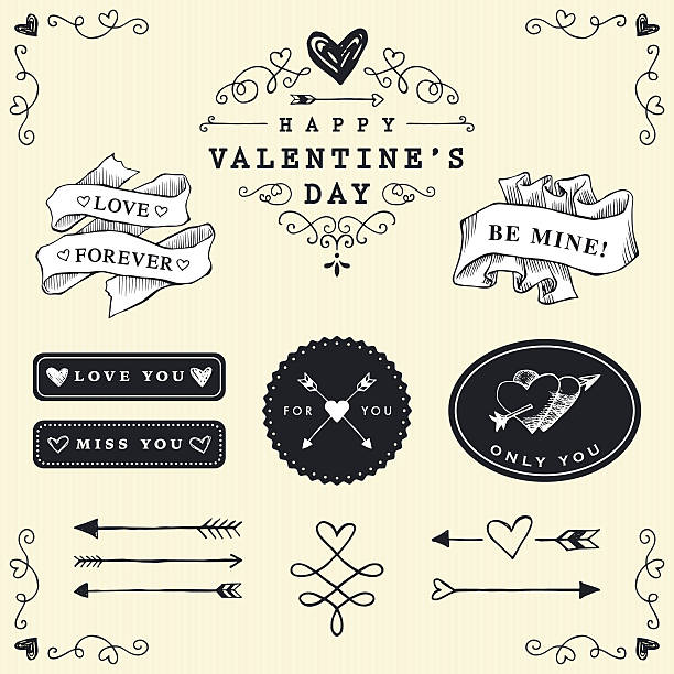 Love Badges and Labels All graphics are editable vector image. scribble heart stock illustrations