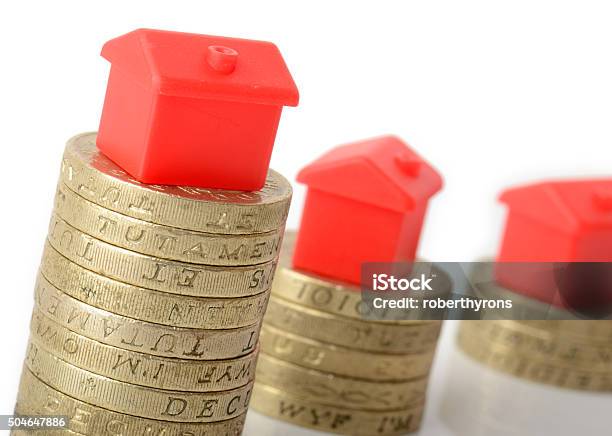 Mortgage Concept By Money House From The Coins Stock Photo - Download Image Now - Architecture, Banking, Business