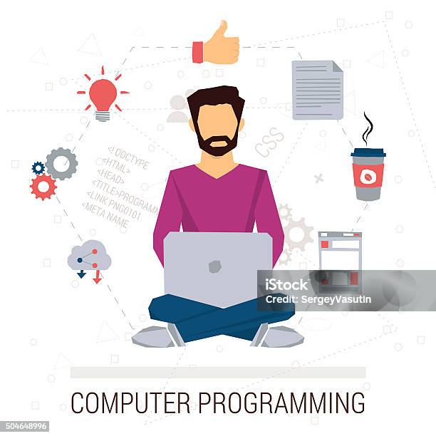 Programmer Raver Image Vector Illustration Of Working Programmer Stock Illustration - Download ...