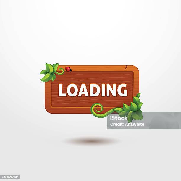 Game Interface Button Loading On Wooden Template Stock Illustration ...