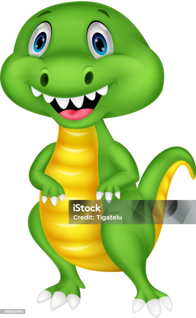 Desenho de dinossauro verde bonito — Ilustração de Stock