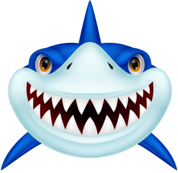 shark head カットイラスト、 - animal large cartoon fish点のイラスト素材／クリップアート素材／マンガ素材／アイコン素材
