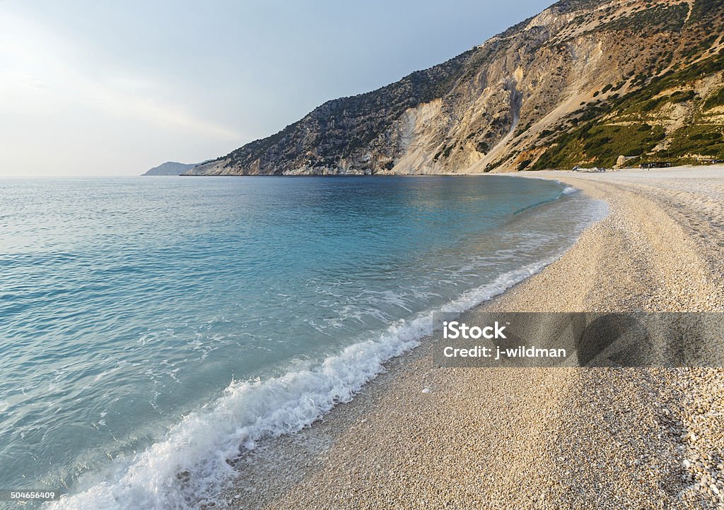 Myrtos Beach (Greece,  Kefalonia, Ionian Sea). Sea evening view ( Myrtos Beach, Greece,  Kefalonia, Ionian Sea). Beach Stock Photo