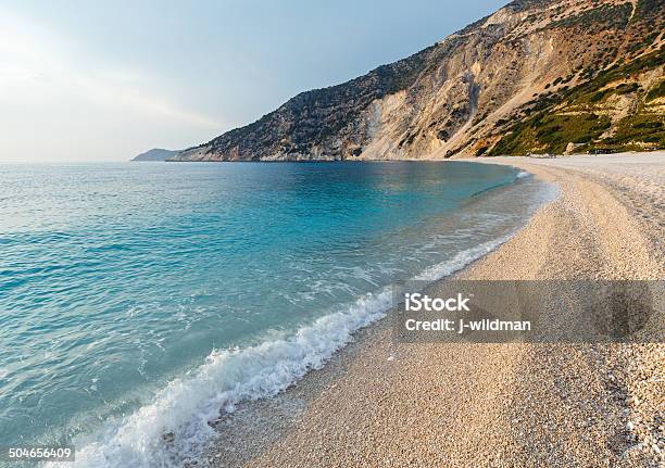 Myrtos Beach Stock Photo - Download Image Now - Beach, Breaking Wave, Coastline