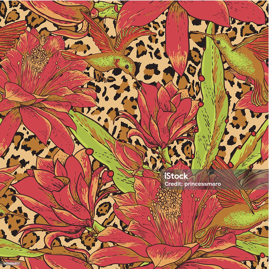 Plant Leopard Pattern Seamless Floral Pattern On Leopard Background Stock Illustration ...