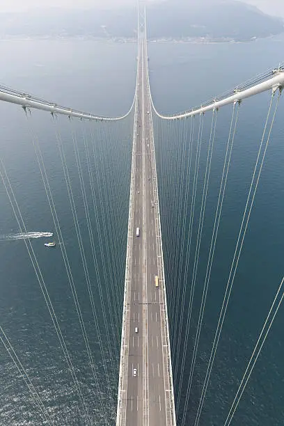 Aerial View of Akashi Kaikyo Bridge.