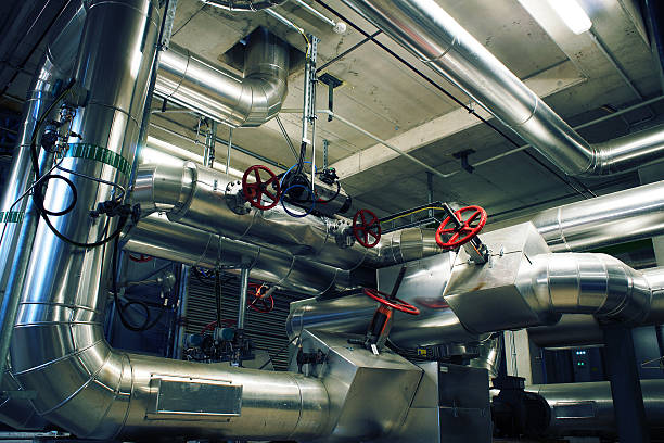 istock Industrial Steel  pipelines and valves 504681759