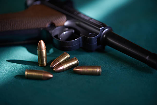 istock German Parabellum pistol with cartridges 504682789