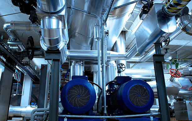 istock Industrial zone, Steel pipelines and pumps 504682929