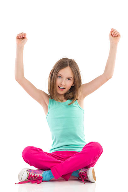 istock Shouting girl with arms raised 504684889