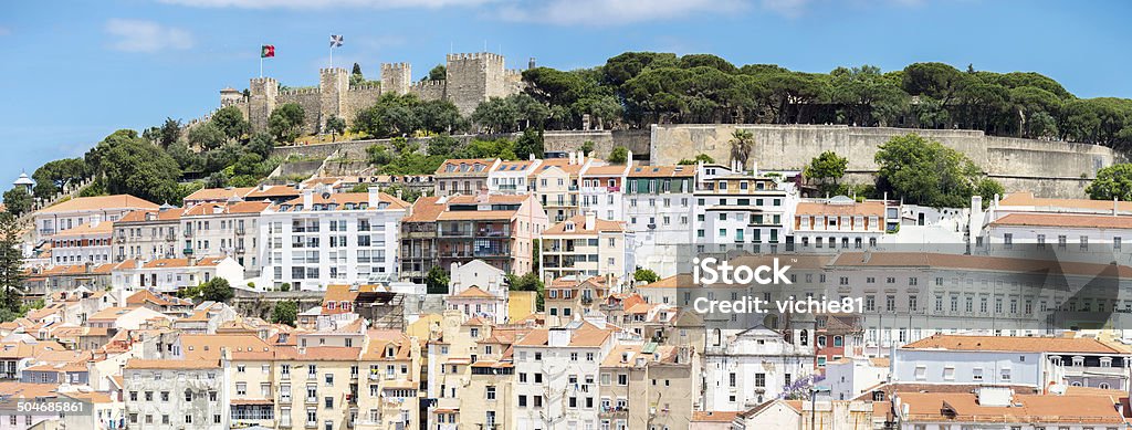 Panorama Lisbon Castle Panorama of Cityscape of Lisbon and castle Portugal Alfama Stock Photo