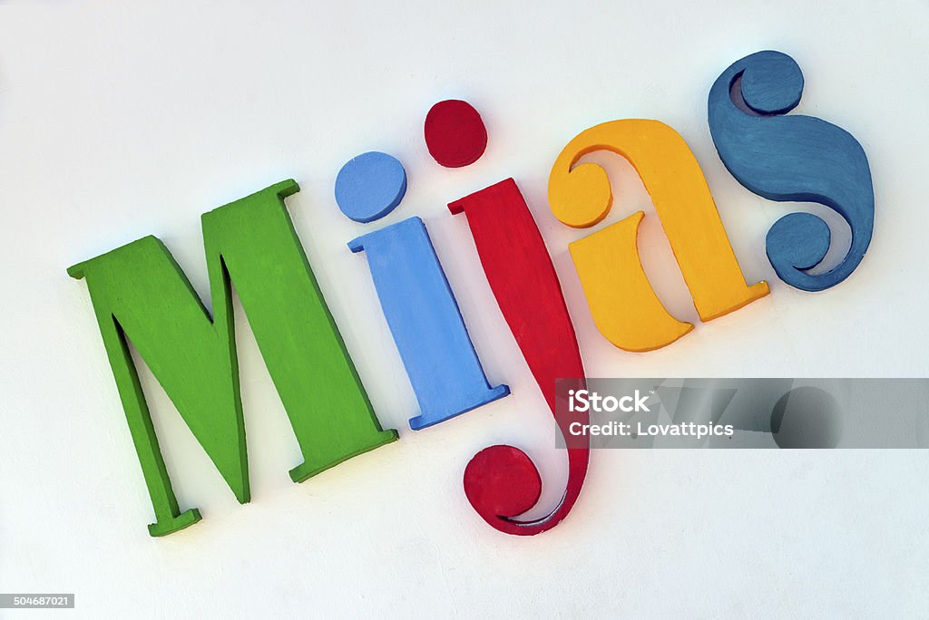 Mijas. Andalusia. The sign Mijas in the village of Mijas pueblo in Spain. Andalusia Stock Photo