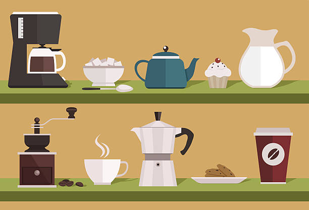 Coffee set vector art illustration