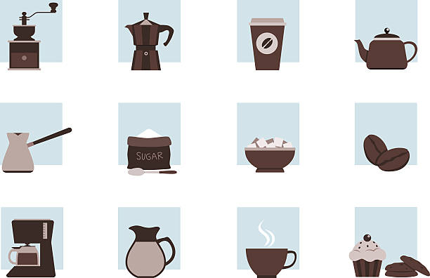 Coffee icons vector art illustration