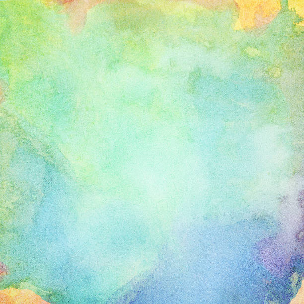 istock Light abstract blue, green painted watercolor splashes background 504697938