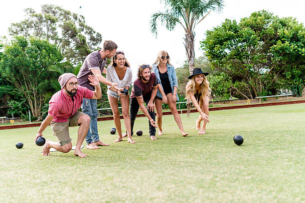 istock Friends playing lawn bowling 504702646